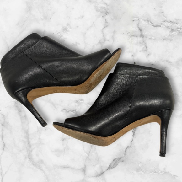 VIA SPIGA Soft Black Leather Open Toe Heeled Double Zip Up Boot Women’s Szie 7.5 - Picture 2 of 10